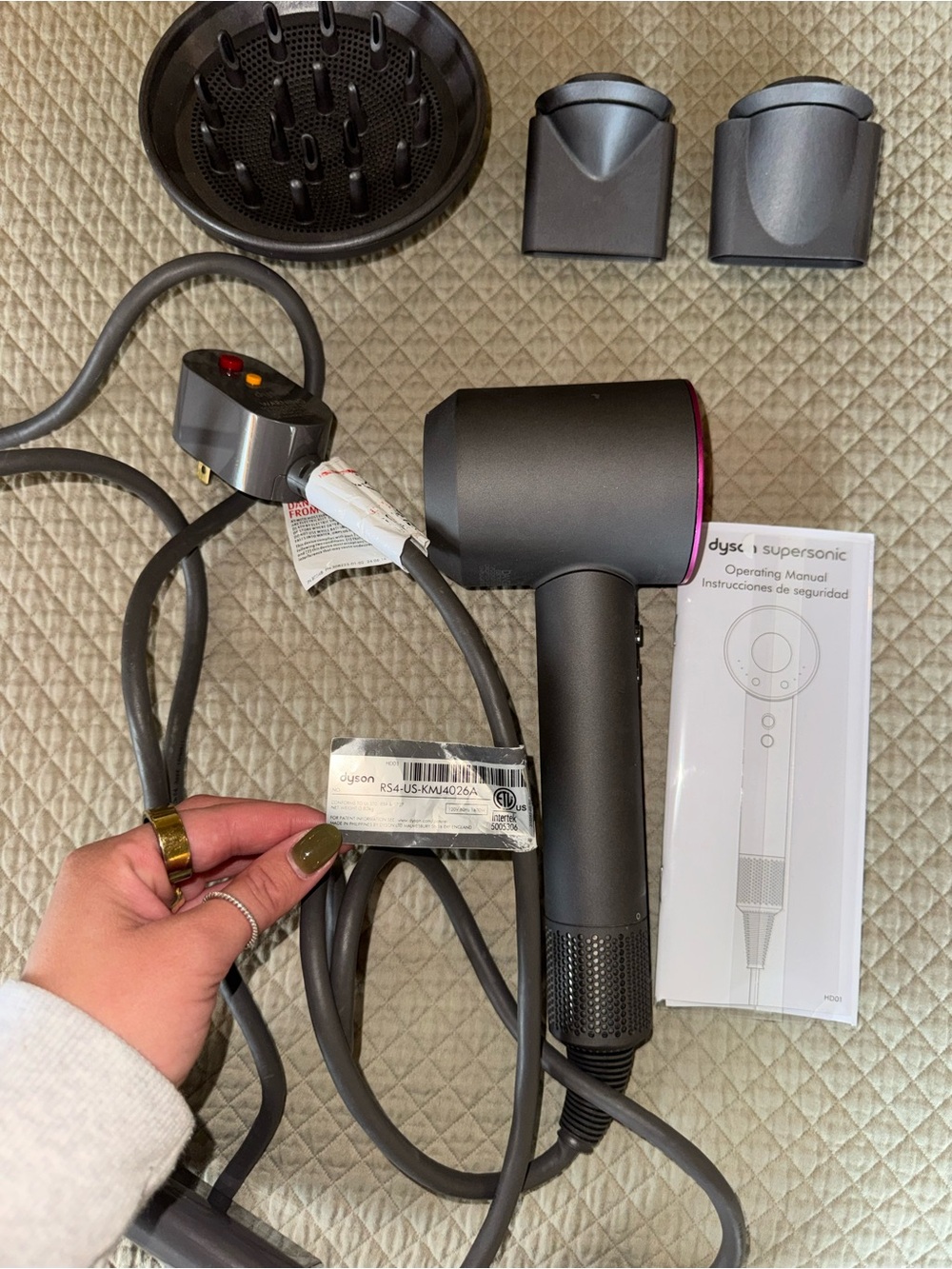 Dyson Supersonic Hair Dryer - Matte Gray with Pink Accent